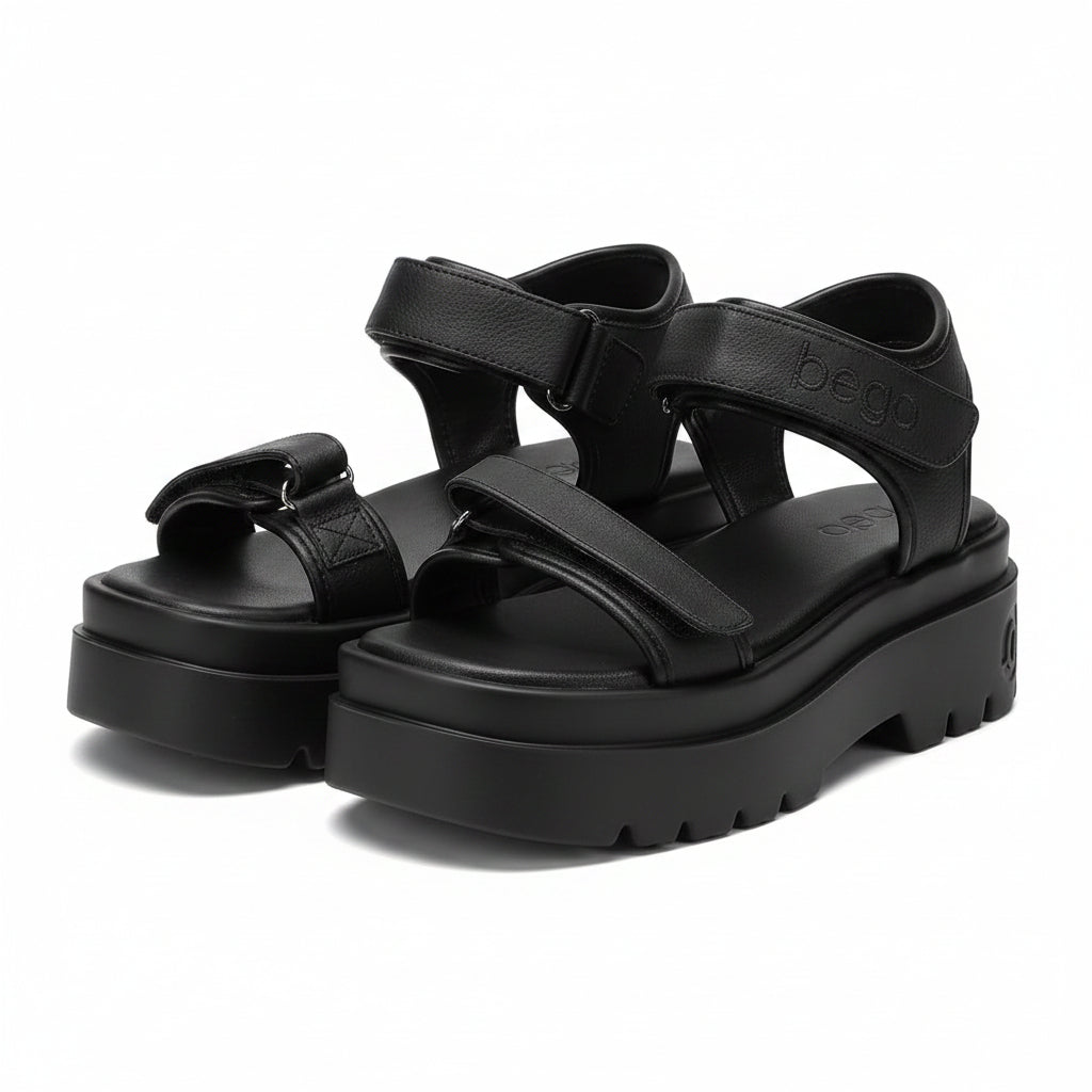 Sandales AXEL en cuir de raisins - noir