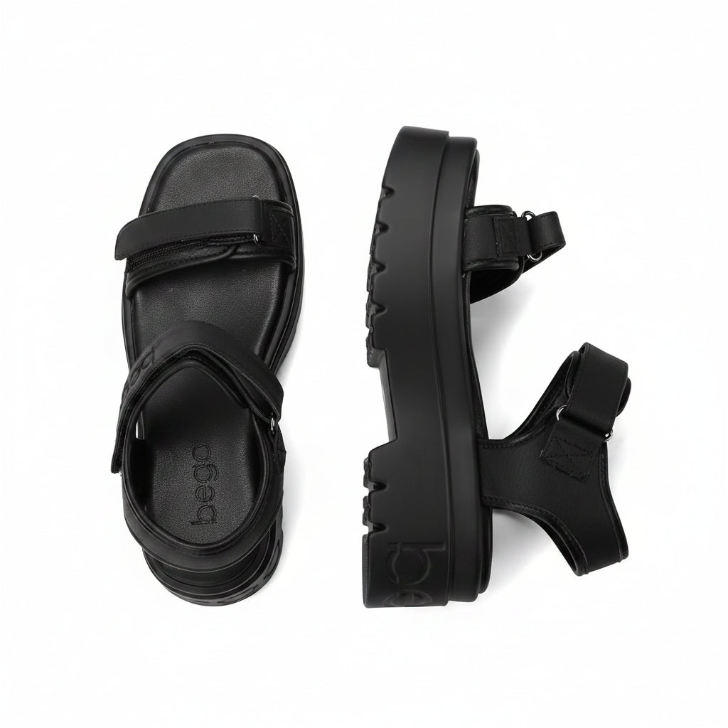 Sandales AXEL en cuir de raisins - noir